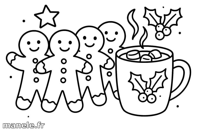 Coloriage manele et chocolat chaud