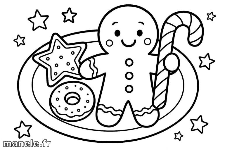 Coloriage de bonhomme pain d'épices