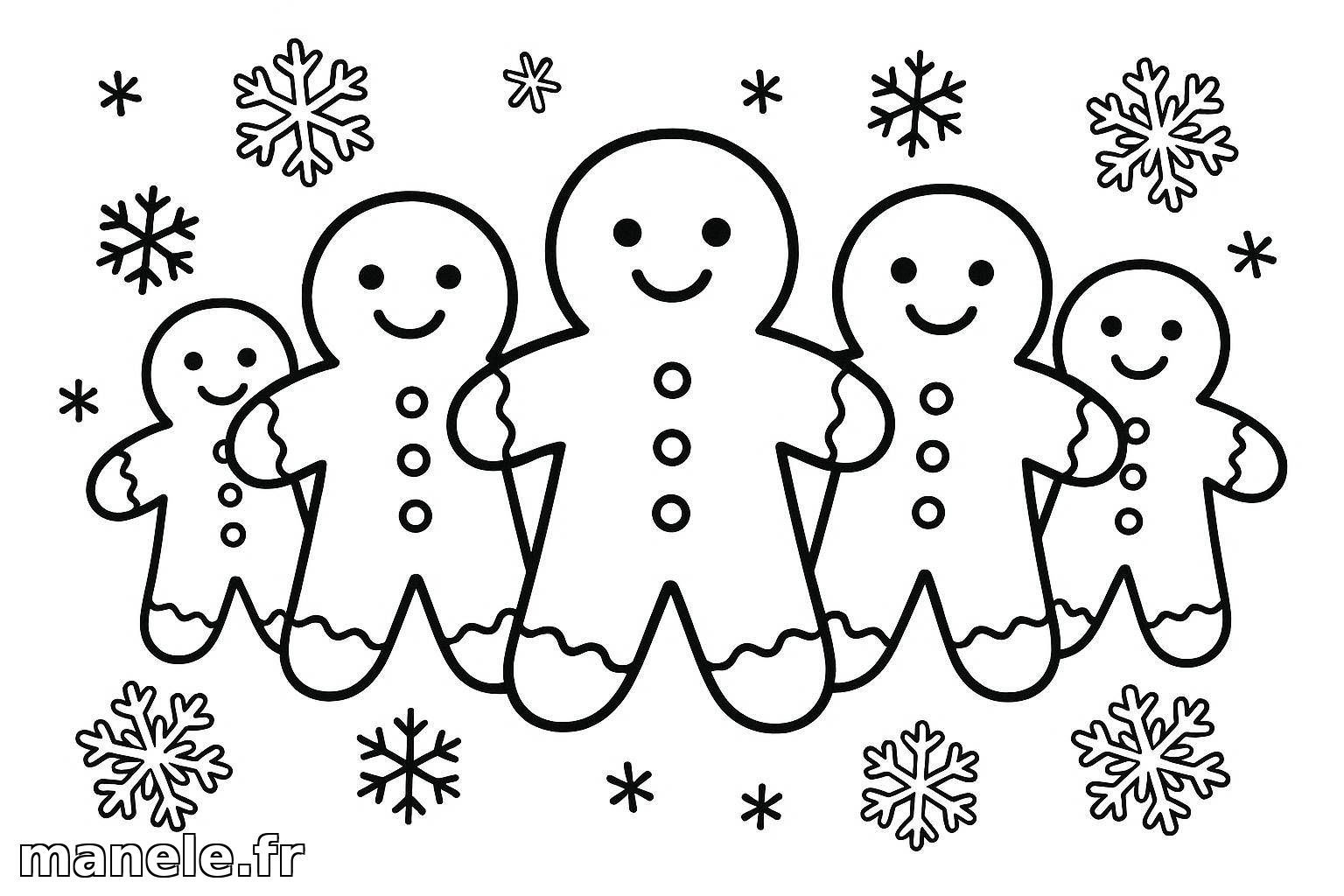 Coloriage de bonshommes en pain d'épices