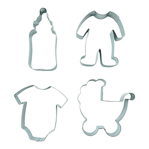 BekkiB 2464 Lot de 4 emporte-pièces « Bébé » - Biberon, body