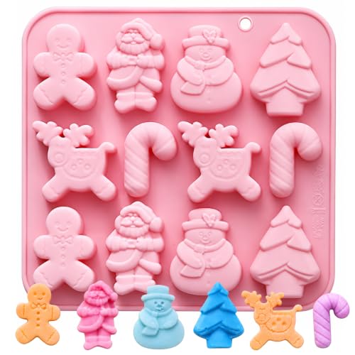 PTaizjjz Moule de Noël en Silicone - 12 Cavités pour Chocola