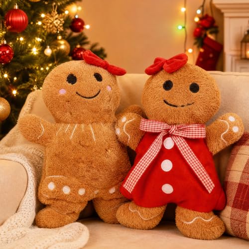 Coussins Noël Pain dÉpices Lot 2, 25 cm, Déco Canapé Hiver |