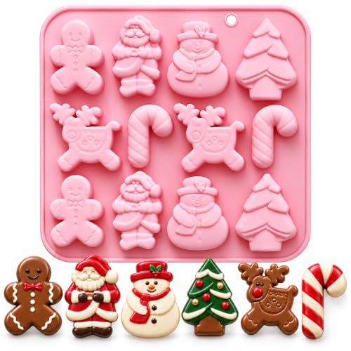 PTaizjjz Moule de Noël en Silicone - 12 Cavités pour Chocola