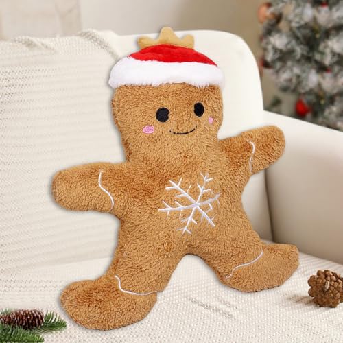 Coussin de Noël en forme de bonhomme en pain dépice - 30 cm 