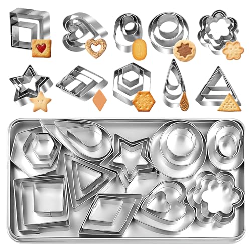 Lot de 30 emporte-pièces en acier inoxydable – 10 formes géo