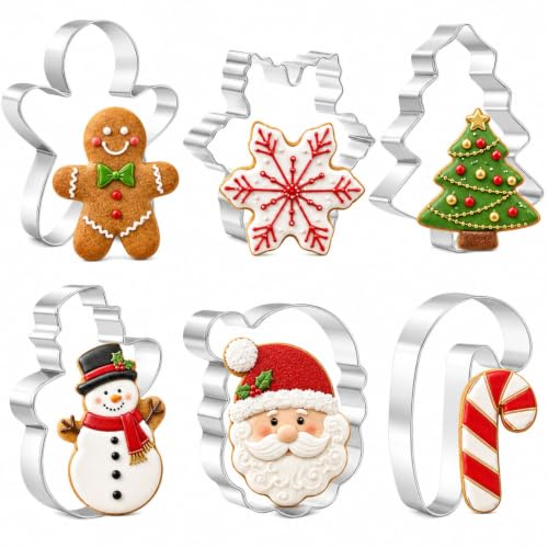 Grands emporte-pièces Noël, 6 pièces en acier inoxydable | F