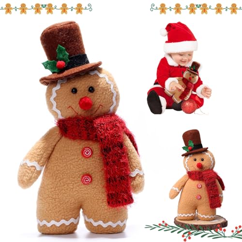 Eymobad Peluche bonhomme en pain dépice de Noël, coussin en 